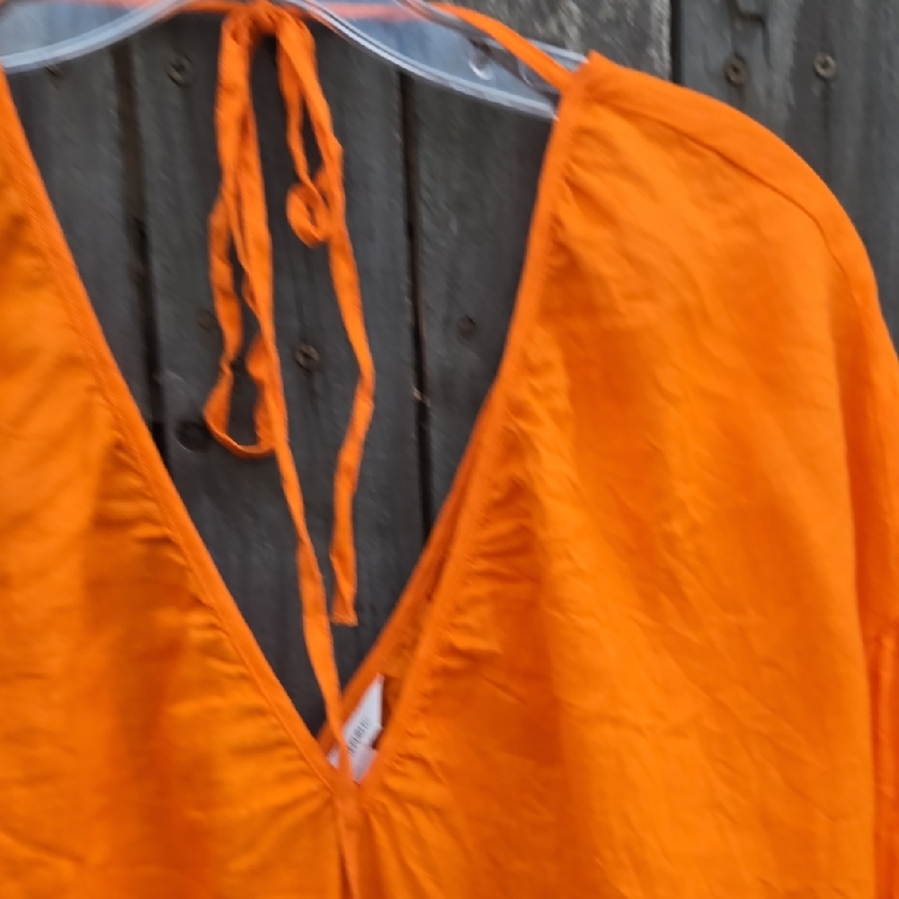 Banana Republic Bright Orange Maxi Dress 100% Linen Size XXL - Picture 5 of 10
